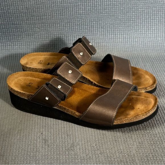 Naot Women’s Ashley Metallic Leather Strap Wedge Sandals Size 9 US 40 EU - Picture 2 of 9